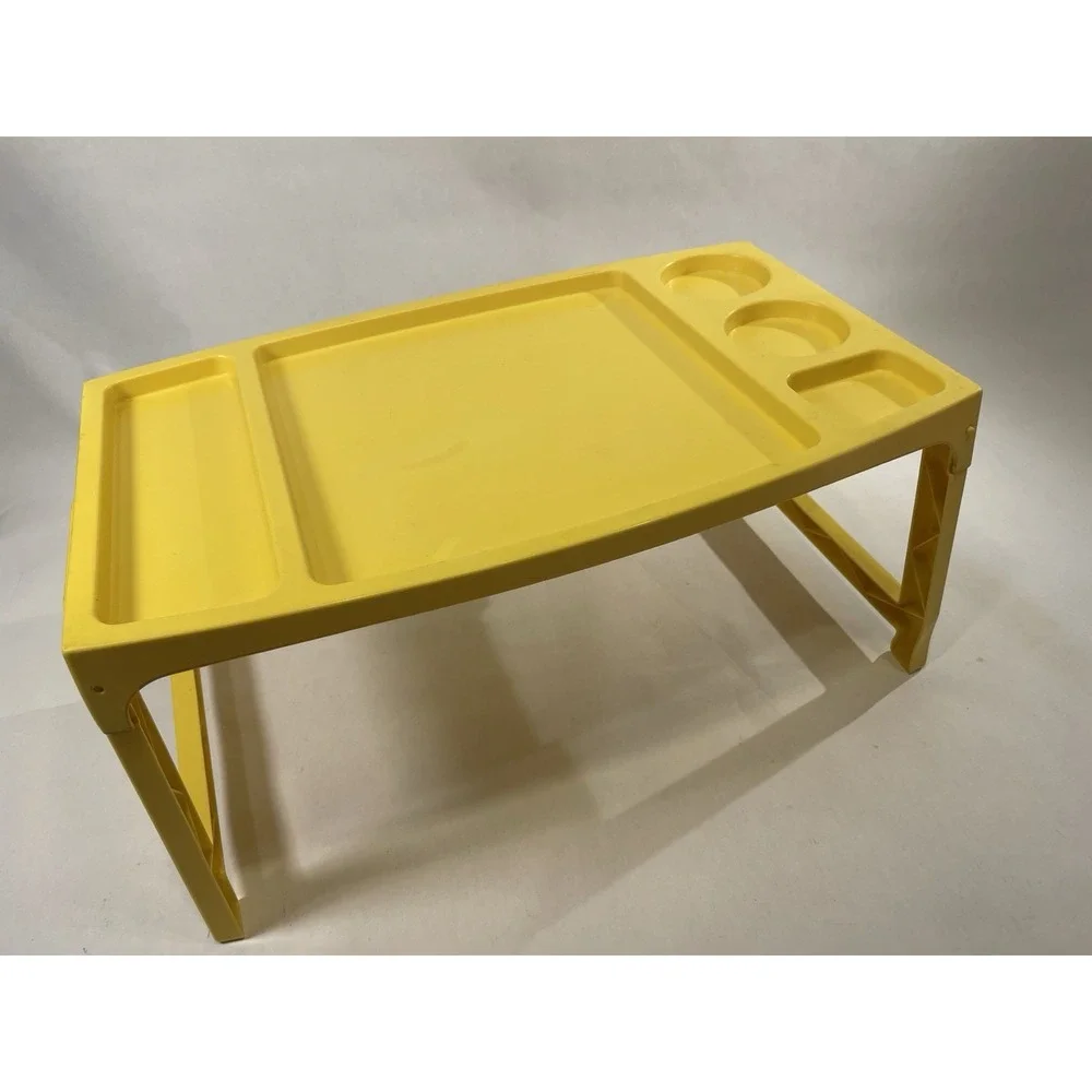 1970s Frem Corp USA Yellow Sectioned Plastic Folding Breakfast in Bed Tray MCM